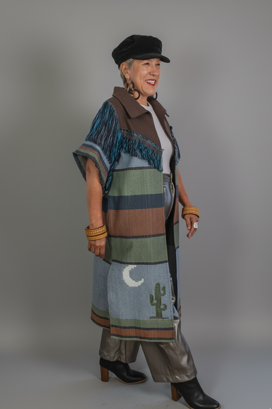 Chaleco Alba con cactus, moda artesanal (pieza única)