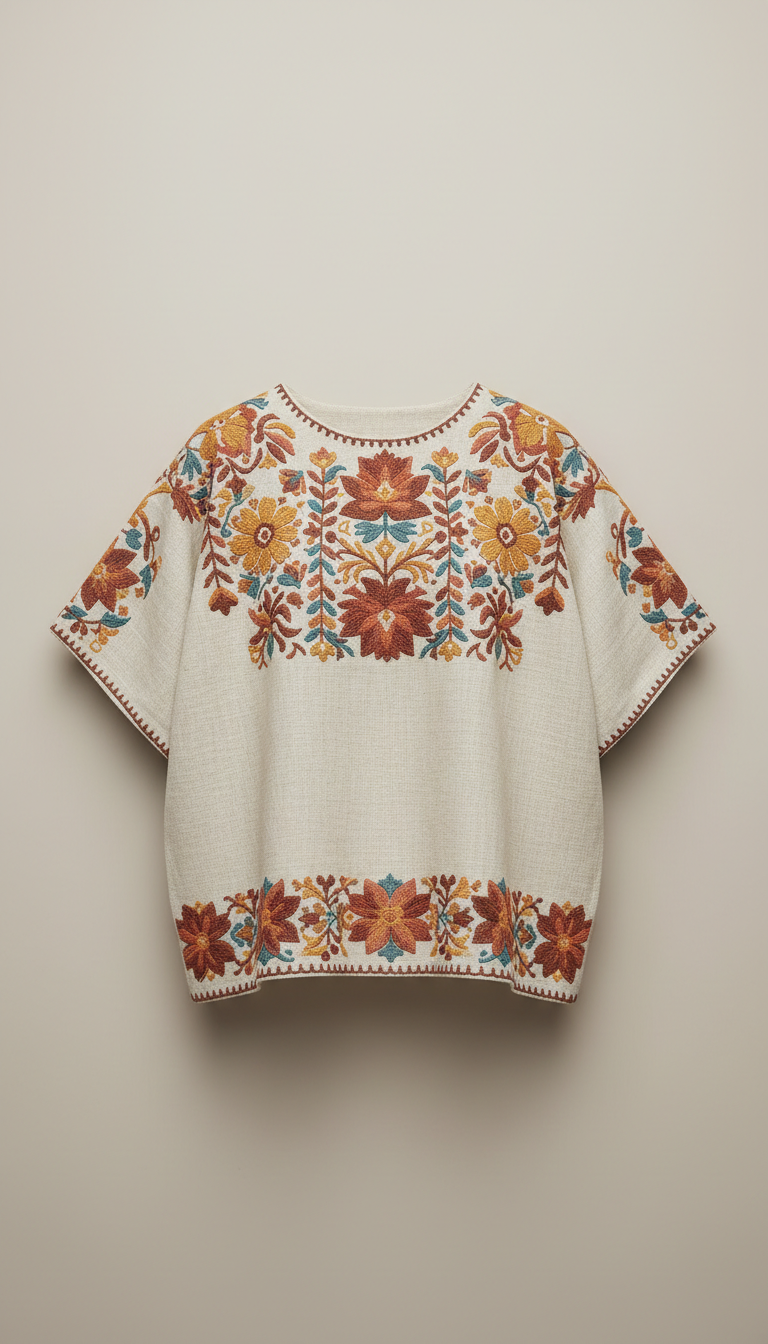 Blusa de lino con bordado artesanal