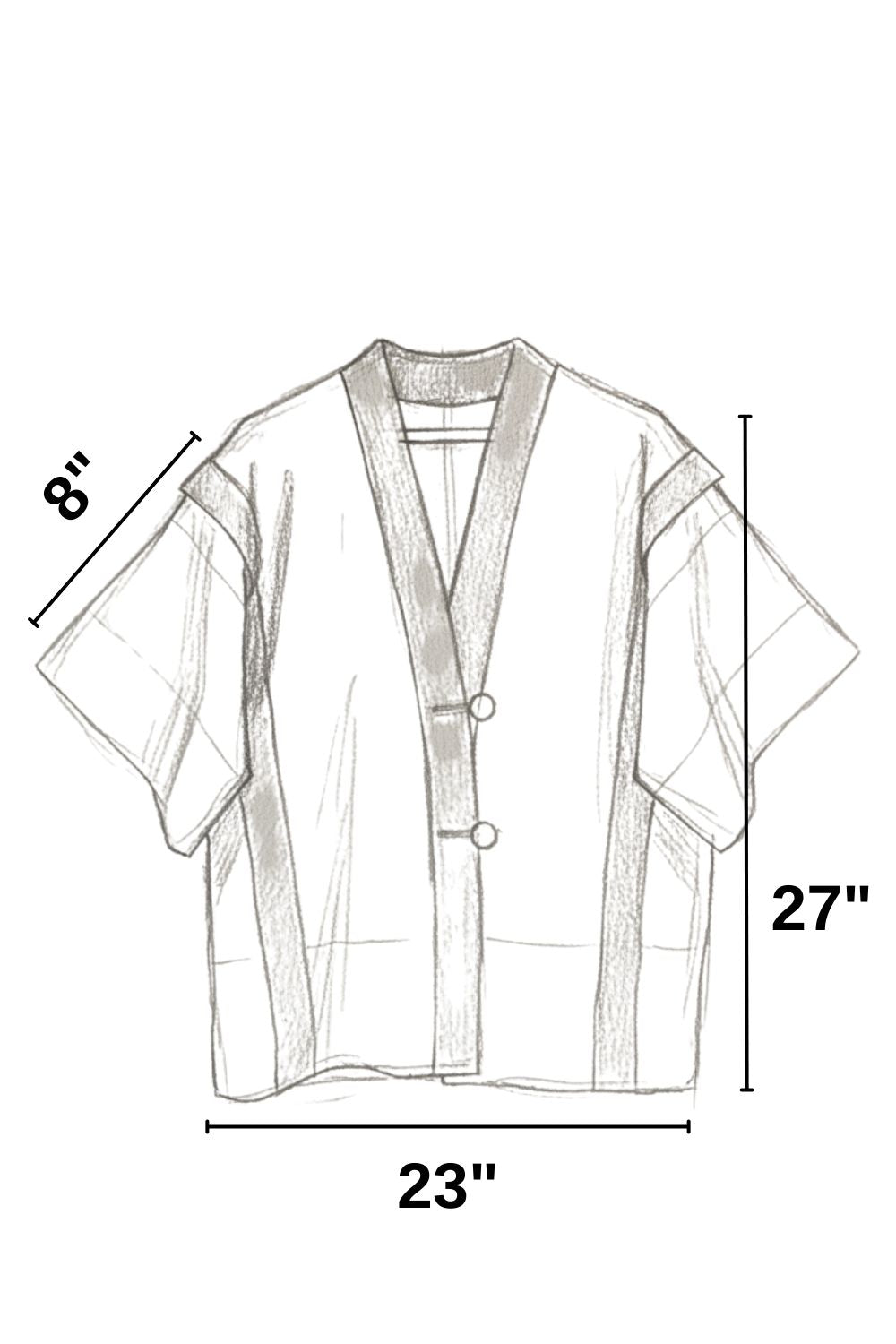 Boceto de diseño con las medidas del Saco Nexo largo.