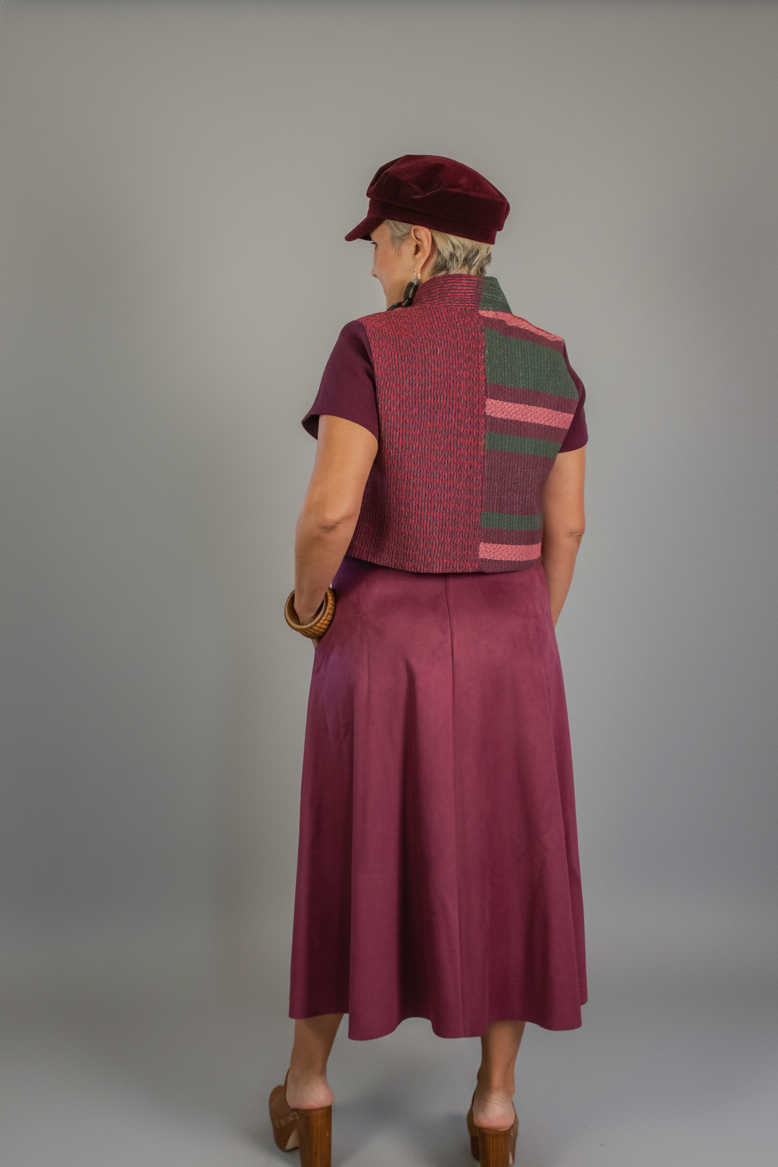 Chaleco Estelar corto, tejido en telar de pedal tradicional, moda artesanal (pieza única) - Nativa de Corazón