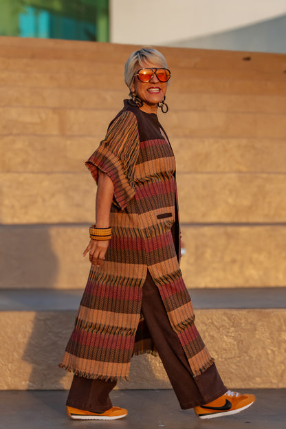 Chaleco Nexo largo, moda artesanal (pieza única) - Nativa de Corazón