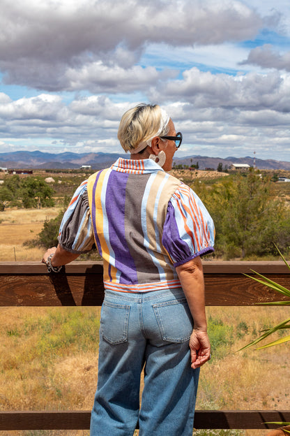 Chamarra con textil artesanal tejido en telar de pedal. Diseño original de Nativa de Corazón. Pieza única.