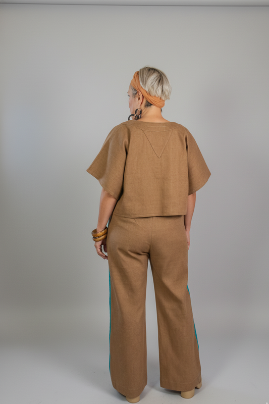 Conjunto Alba 100% textil tejido en telar de pedal, moda artesanal (piezas únicas) - Nativa de Corazón.