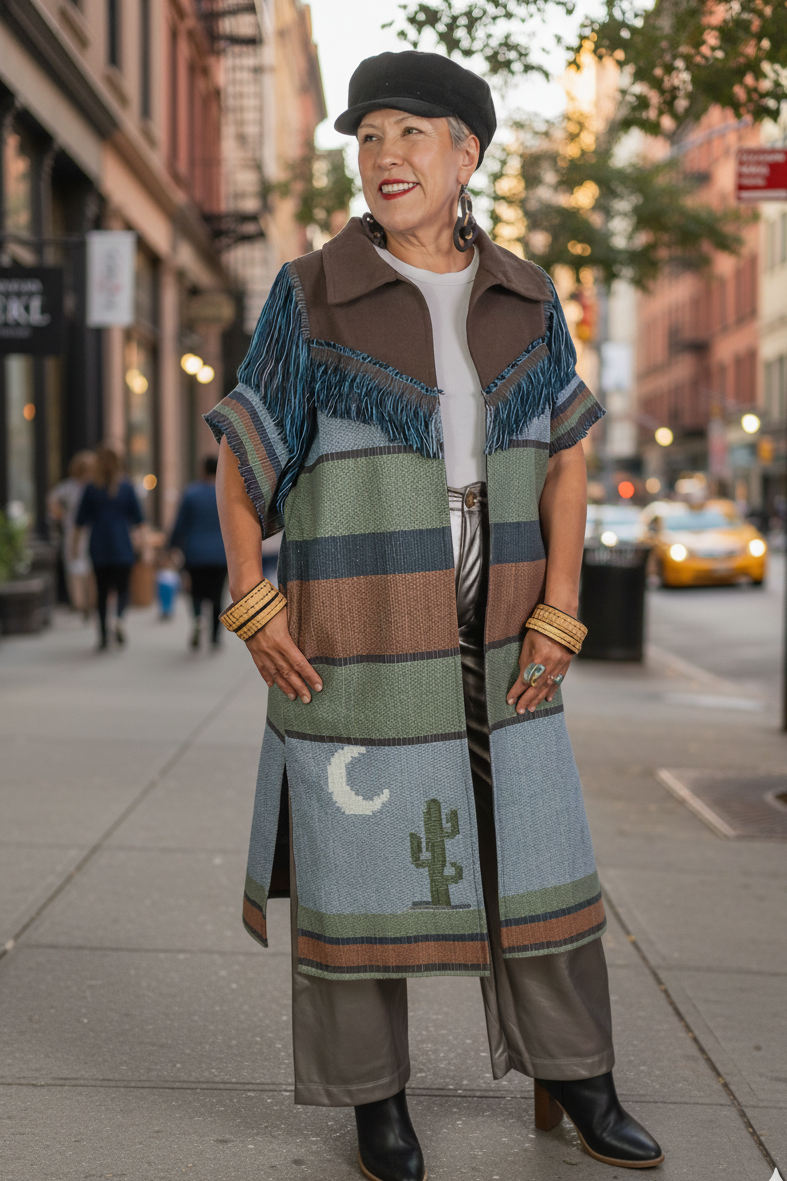 Chaleco Alba con cactus, moda artesanal (pieza única)