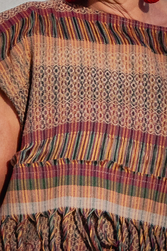 Huipil Nexo con flecos, moda artesanal (pieza única) - Nativa de Corazón