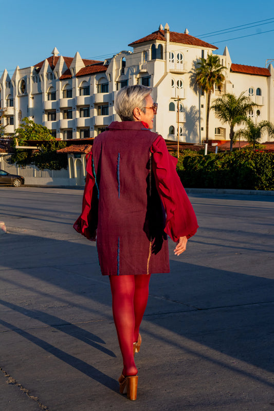 Chaleco Borreguito con cierre, moda artesanal (pieza única)
