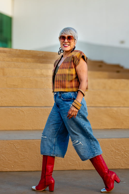 Chaleco Ladrillo, moda artesanal (pieza única) - Nativa de Corazón