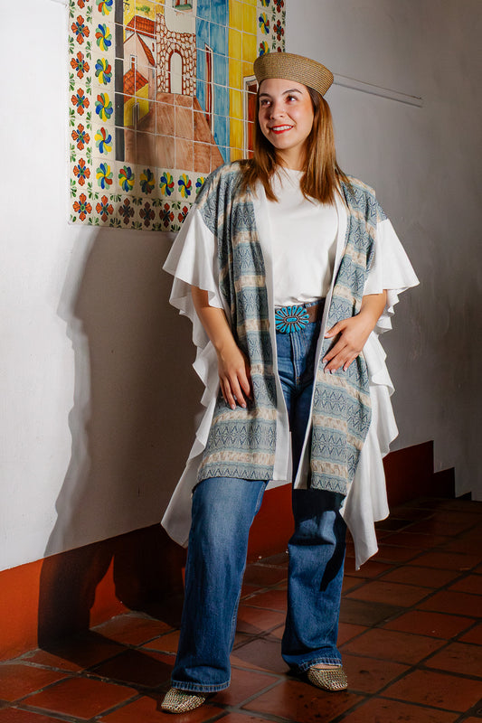 Ruana Prisma azul | Diseño mexicano artesanal, pieza única - Nativa de Corazón