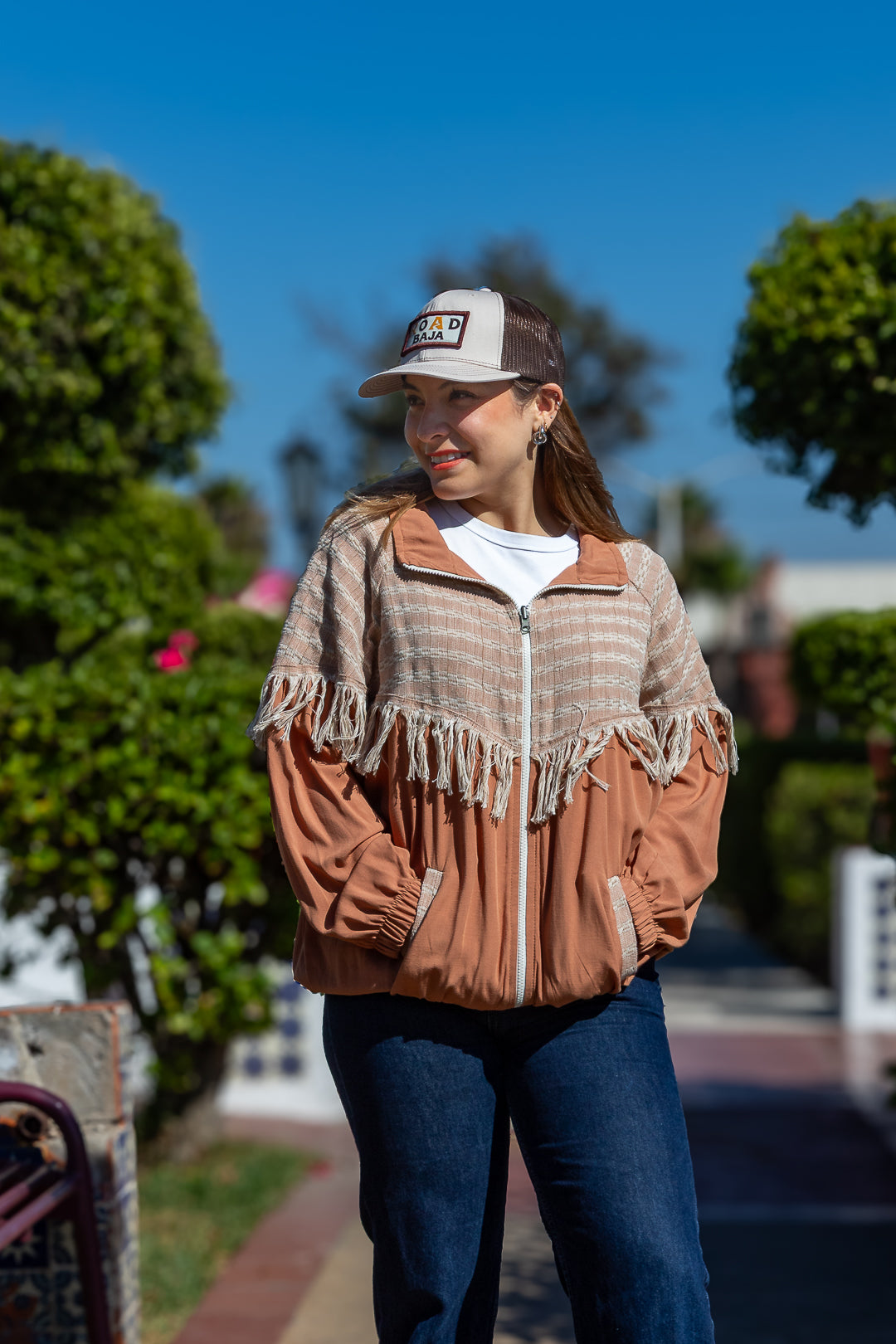 Chamarra Prisma salmón, moda artesanal mexicana | Pieza Única