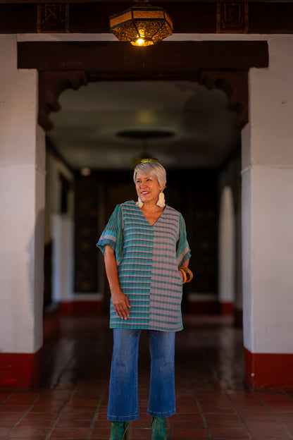 Vestido Pavón manga deshilada PAV21 | Moda Artesanal Mexicana