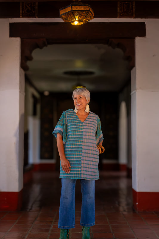 Vestido Pavón manga deshilada PAV21 | Moda Artesanal Mexicana