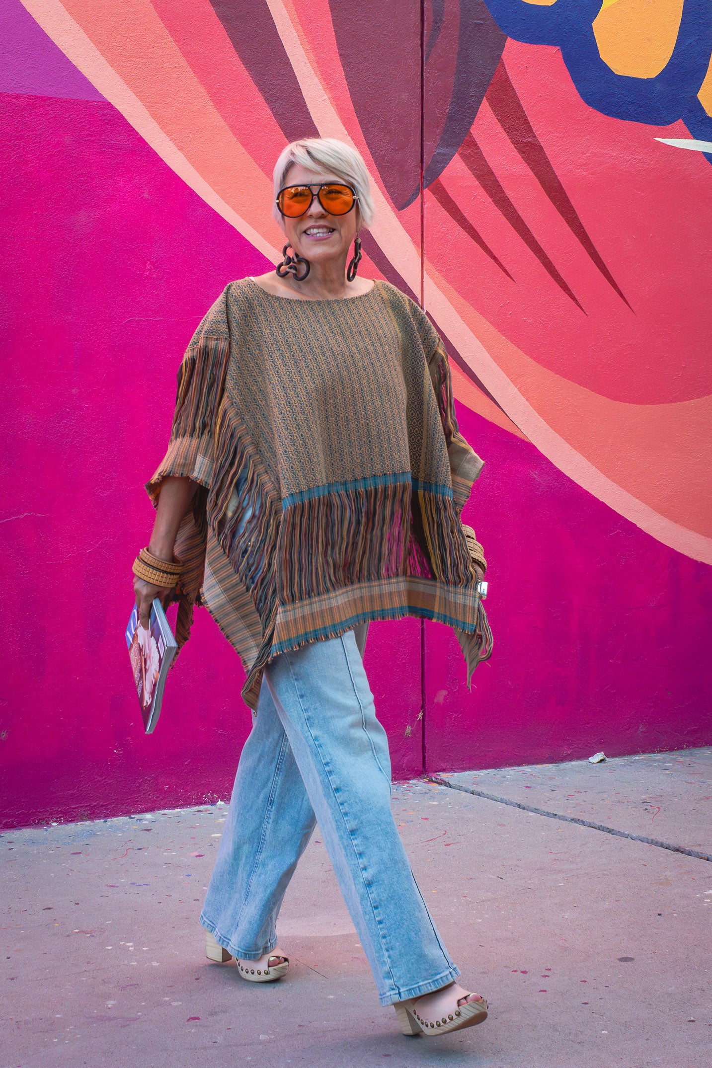 Poncho Nexo con deshilado, moda artesanal (piezas únicas) - Nativa de Corazón