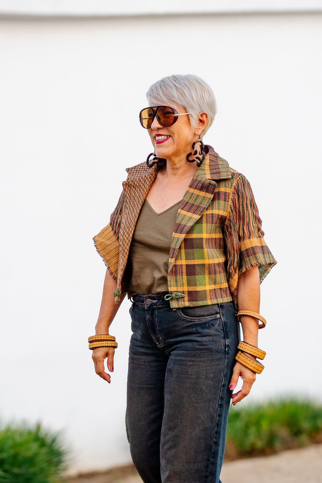 Saco Nexo, pieza única tejida de forma artesanal en telar de pedal tradicional con hilos de algodón - Nativa de Corazón.